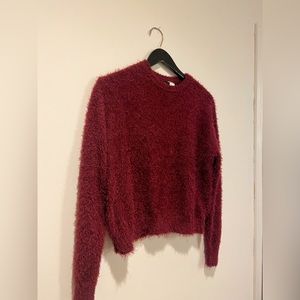 Maroon/burgundy eyelash knit sweater
